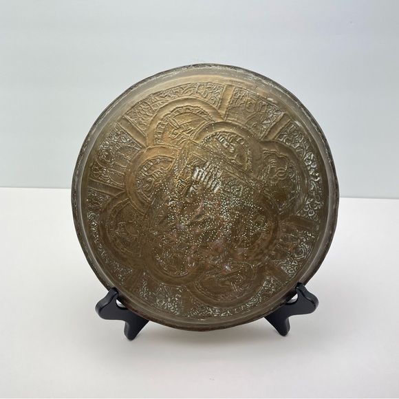 Brass Plate With Stand Damascene Handmade - Picture 5 of 15